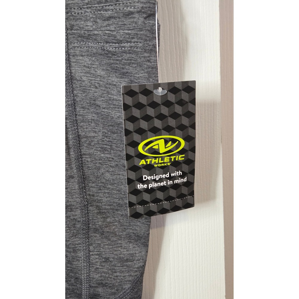 Athletic Works Womens High Waisted Biker Shorts Charcoal Heather Grey Pockets - Picture 4 of 4